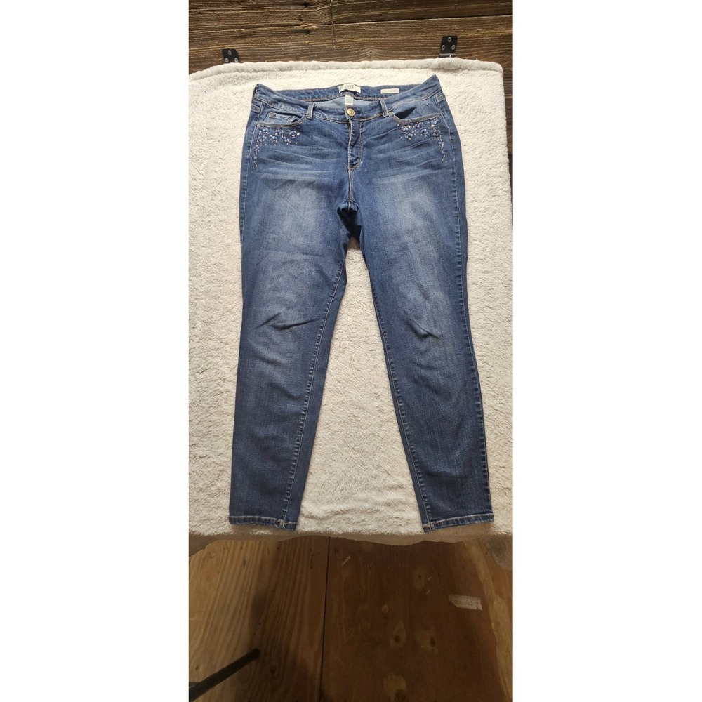 Vintage America Blues Skinny Jeans Blue Embellished Stretch 5-Pocket